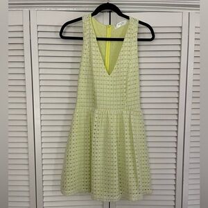 Bacio Lime Green & White Eyelet Mini Dress